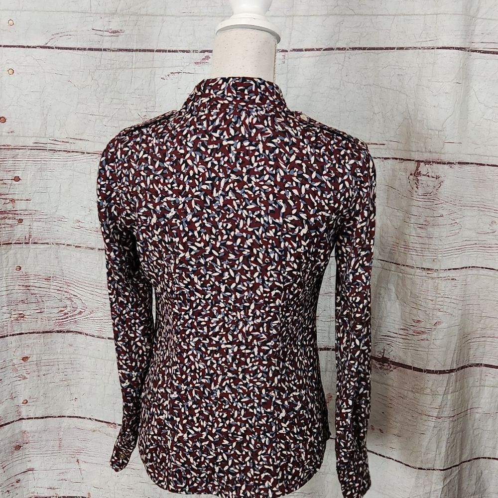 Tory Burch Button Front Patterned Blouse Size 0 - image 2